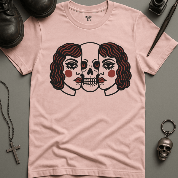 Printify T-Shirt Soft Pink / S Americana Split Face T-Shirt