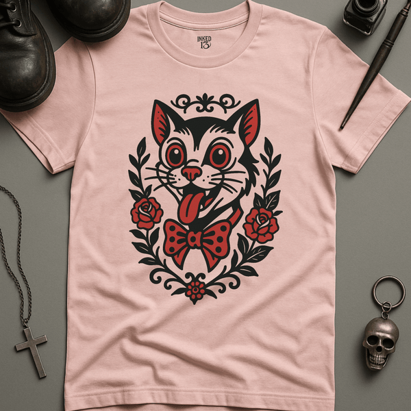Printify T-Shirt Soft Pink / S Cat Tattoo T-Shirt