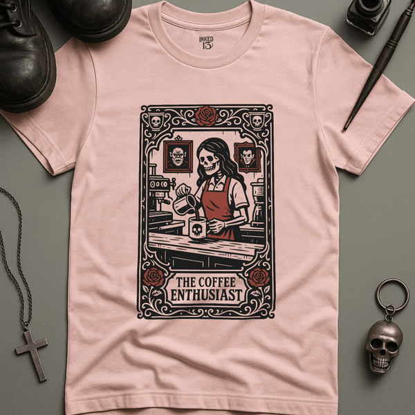 Printify T-Shirt Soft Pink / S Coffee Enthusiast Tarot T-Shirt