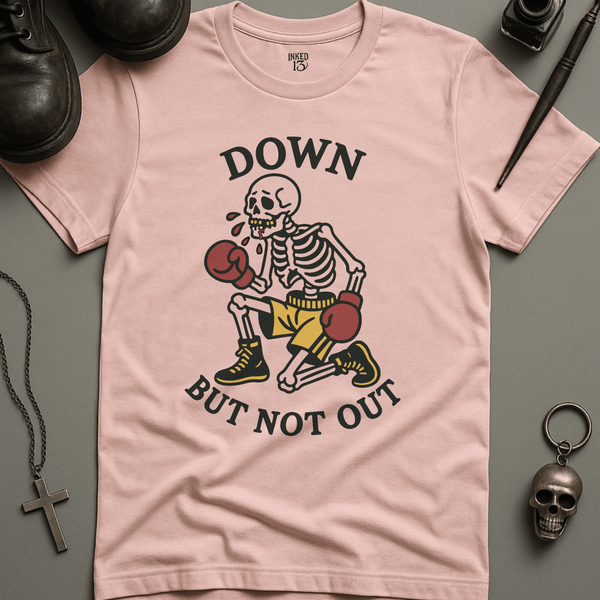 Printify T-Shirt Soft Pink / S Down But Not Out T-Shirt