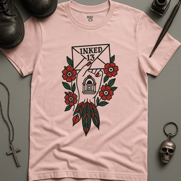 Printify T-Shirt Soft Pink / S Inked 13 Mail Hand T-Shirt