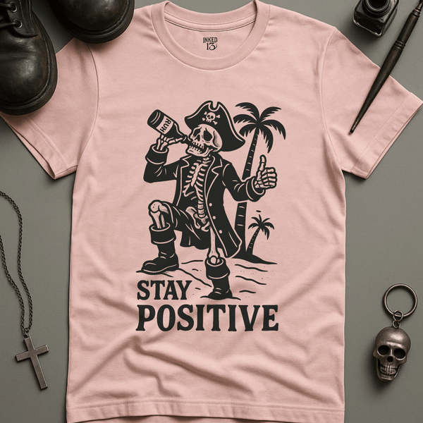 Printify T-Shirt Soft Pink / S Stay Positive Pirate T-Shirt