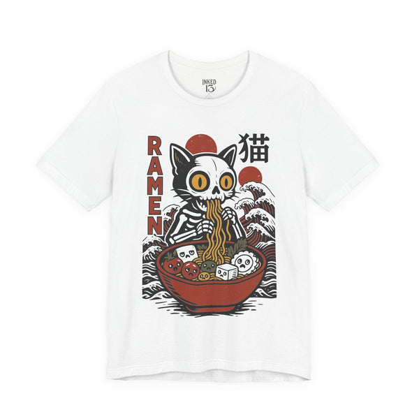 Printify T-Shirt White / S Cat Ramen T-Shirt