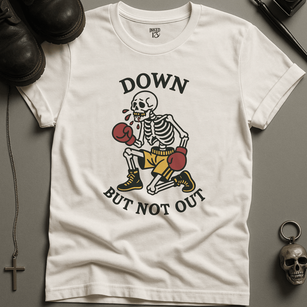 Printify T-Shirt White / S Down But Not Out T-Shirt