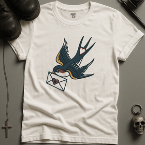 Printify T-Shirt White / S Gothic Swallow Letter T-Shirt