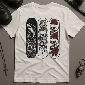 Printify T-Shirt White / S Tattoo Skateboard T-Shirt