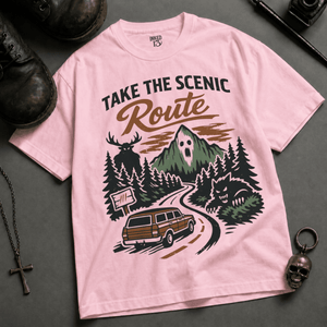 Take The Scenic Route Heavyweight T-shirt - Blossom - XL - Inked 13 Ltd Unisex alternative tattoo apparel