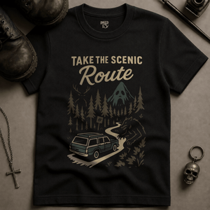 Take The Scenic Route T-shirt (New Style) - Black - S - Inked 13 Ltd Unisex alternative tattoo apparel