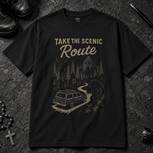 Take The Scenic Route T-shirt (New Style) - Black - S - Inked 13 - Unisex alternative tattoo apparel.