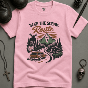 Take The Scenic Route T-shirt (New Style) - Blossom - S - Inked 13 Ltd Unisex alternative tattoo apparel