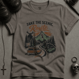 Take The Scenic Route T-shirt (New Style) - Grey - S - Inked 13 Ltd Unisex alternative tattoo apparel