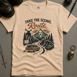 Take The Scenic Route T-shirt (New Style) - Ivory - S - Inked 13 Ltd Unisex alternative tattoo apparel