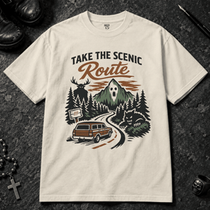 Take The Scenic Route T-shirt (New Style) - Ivory - S - Inked 13 - Unisex alternative tattoo apparel.
