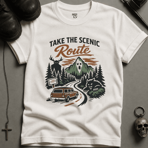 Take The Scenic Route T-shirt (New Style) - White - S - Inked 13 Ltd Unisex alternative tattoo apparel