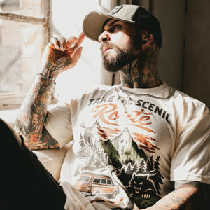 Take The Scenic Route T-shirt - White - S - Inked 13 - Unisex alternative tattoo apparel.