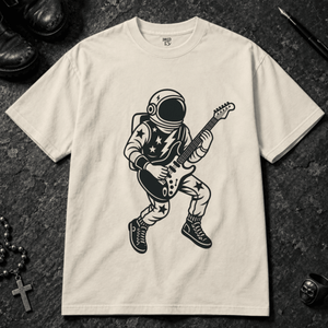 Tattoo Astronaut Rocker T-shirt - Ivory - S - Inked 13 - Unisex alternative tattoo apparel.