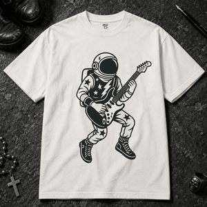 Tattoo Astronaut Rocker T-shirt - White - S - Inked 13 - Unisex alternative tattoo apparel.