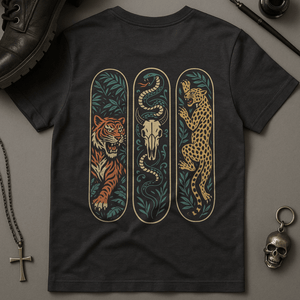 Tattoo Skateboard Animals T-Shirt - Dark Grey - S - Inked 13 Ltd