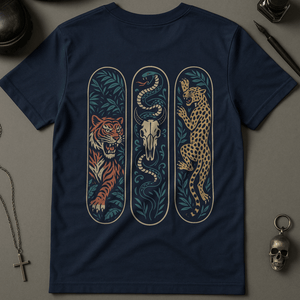 Tattoo Skateboard Animals T-Shirt - Navy - S - Inked 13 Ltd