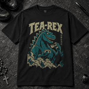 Tea-Rex T-shirt - Black - S - Inked 13 - Unisex alternative tattoo apparel.