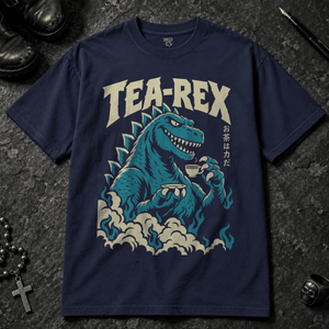 Tea-Rex T-shirt - True Navy - S - Inked 13 - Unisex alternative tattoo apparel.