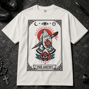 The Artist T-shirt - White - S - Inked 13 - Unisex alternative tattoo apparel.