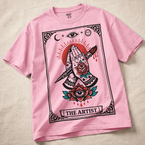 The Artist Tarot Heavyweight T-shirt - Blossom - XL - Inked 13 Ltd Unisex alternative tattoo apparel