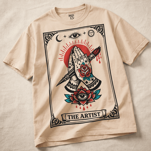 The Artist Tarot Heavyweight T-shirt - Ivory - XL - Inked 13 Ltd Unisex alternative tattoo apparel