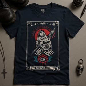 The Artist Tarot T-Shirt - Navy - S - Inked 13 Ltd