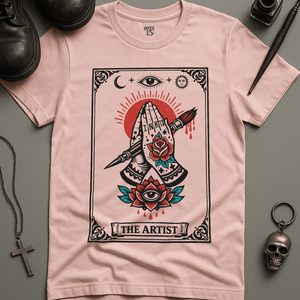 The Artist Tarot T-Shirt - Soft Pink - M - Inked 13 Ltd
