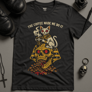 The Coffee Made Me Do It T-Shirt - Dark Grey - S - Inked 13 Ltd Unisex alternative tattoo apparel