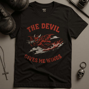 The Devil Gives Me Wings T-Shirt - Black - S - Inked 13 Ltd Unisex alternative tattoo apparel