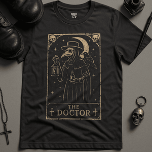 The Doctor Tarot T-Shirt - Dark Grey - S - Inked 13 Ltd Unisex alternative tattoo apparel