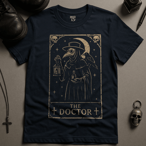 The Doctor Tarot T-Shirt - Navy - S - Inked 13 Ltd Unisex alternative tattoo apparel