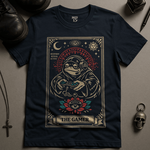 The Gamer Tarot T-Shirt - Navy - S - Inked 13 Ltd