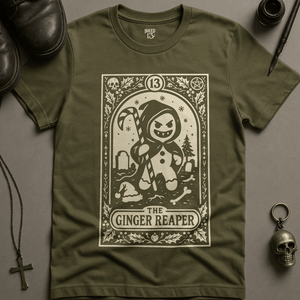The Ginger Reaper T-Shirt - Military Green - S - Inked 13 Ltd