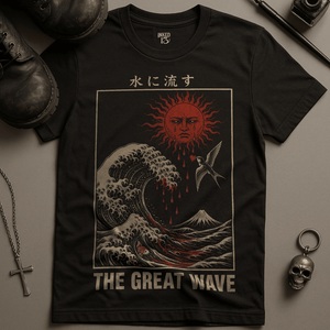 The Great Wave T-Shirt - Black - S - Inked 13 Ltd Unisex alternative tattoo apparel