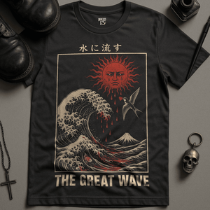 The Great Wave T-Shirt - Dark Grey - S - Inked 13 Ltd Unisex alternative tattoo apparel