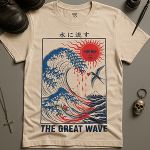 The Great Wave T-Shirt - Natural - S - Inked 13 Ltd Unisex alternative tattoo apparel