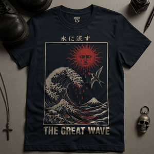 The Great Wave T-Shirt - Navy - S - Inked 13 Ltd Unisex alternative tattoo apparel