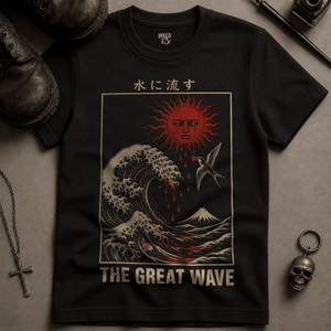 The Great Wave T-shirt (New Style) - Black - S - Inked 13 Ltd Unisex alternative tattoo apparel