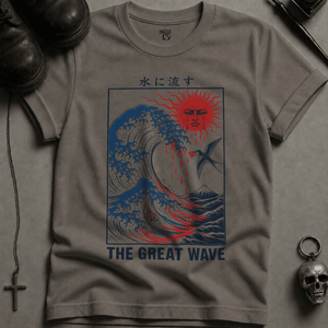 The Great Wave T-shirt (New Style) - Grey - S - Inked 13 Ltd Unisex alternative tattoo apparel