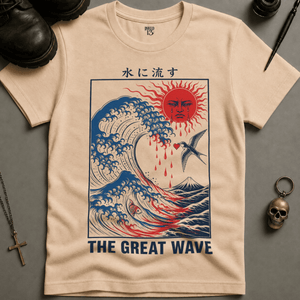 The Great Wave T-shirt (New Style) - Ivory - S - Inked 13 Ltd Unisex alternative tattoo apparel