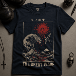 The Great Wave T-shirt (New Style) - True Navy - S - Inked 13 Ltd Unisex alternative tattoo apparel