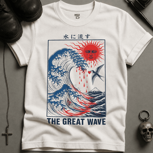 The Great Wave T-shirt (New Style) - White - S - Inked 13 Ltd Unisex alternative tattoo apparel