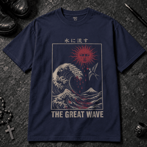 The Great Wave T-shirt - True Navy - S - Inked 13 - Unisex alternative tattoo apparel.
