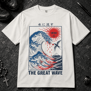 The Great Wave T-shirt - White - S - Inked 13 - Unisex alternative tattoo apparel.