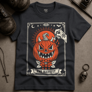 The Harvest Tarot T-shirt - Graphite - S - Inked 13 Ltd Unisex alternative tattoo apparel