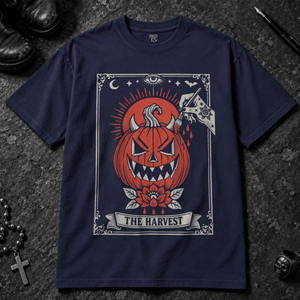 The Harvest Tarot T-shirt - True Navy - S - Inked 13 - Unisex alternative tattoo apparel.