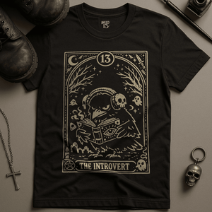 The Introvert Crow T-Shirt - Black - S - Inked 13 Ltd Unisex alternative tattoo apparel